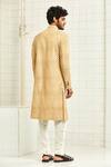 Shop_Rajesh Pratap Singh_Beige Viscose Textured Sherwani _at_Aza_Fashions