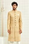 Buy_Rajesh Pratap Singh_Beige Viscose Textured Sherwani _at_Aza_Fashions