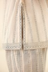 Buy_Cotton and Clay_White Chanderi Hand Block Print Stripe Jacket Open Kimono Top Trouser Set _Online_at_Aza_Fashions