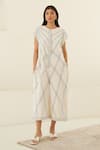 Cotton and Clay_White Silk Voile Hand Block Printed Round Jumpsuit  _Online_at_Aza_Fashions