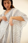 Cotton and Clay_White Modal Hand Block Printed French Knots Inner Overlap Trouser Set  _Online