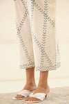 Buy_Cotton and Clay_White Silk Voile Hand Block Printed Round Jumpsuit  