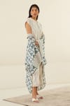 Buy_Cotton and Clay_White Silk Voile Hand Block Print Geometric Jumpsuit With Kimono  