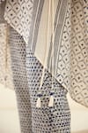 Shop_Cotton and Clay_White Modal Hand Block Printed French Knots Inner Overlap Trouser Set  