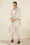 Buy_Cotton and Clay_White Silk Voile Hand Block Print Beluga Jacket Open Trouser Set  _at_Aza_Fashions