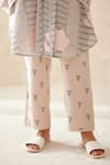 Cotton and Clay_Off White Modal Hand Block Printed Chanderi Kimono Trouser Set  _at_Aza_Fashions