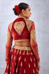 Shop_Torani_Red Silk, Velvet, Net Sindoori Taashi Choli _Online_at_Aza_Fashions