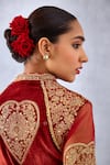 Torani_Red Silk, Velvet, Net Sindoori Taashi Choli _at_Aza_Fashions