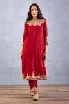 Torani Red , Cotton, Organza Embroidery Round Sindoori Urvi Kurta Pant Set Online at Aza Fashions Torani_Red , Cotton, Organza Embroidery Round Sindoori Urvi Kurta Pant Set _Online_at_Aza_Fashions