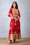 Buy_Torani_Red Anarkali Slub Silk Embroidered Dori Scoop Sindoori Ahana Set  _Online_at_Aza_Fashions