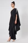 Buy_Aakaar_Black Moss Crepe Plain Crystal One Shoulder Draped Gown _Online_at_Aza_Fashions