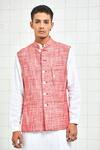 Buy Rajesh Pratap Singh Red Linen Nehru Jacket at Aza Fashions Buy_Rajesh Pratap Singh_Red Linen Nehru Jacket _at_Aza_Fashions
