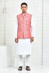 Shop Rajesh Pratap Singh Red Linen Nehru Jacket at Aza Fashions Shop_Rajesh Pratap Singh_Red Linen Nehru Jacket _at_Aza_Fashions