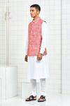 Rajesh Pratap Singh Red Linen Nehru Jacket Online at Aza Fashions Rajesh Pratap Singh_Red Linen Nehru Jacket _Online_at_Aza_Fashions