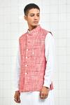 Buy Rajesh Pratap Singh Red Linen Nehru Jacket Online at Aza Fashions Buy_Rajesh Pratap Singh_Red Linen Nehru Jacket _Online_at_Aza_Fashions