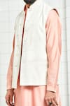 Rajesh Pratap Singh White Viscose Textured Nehru Jacket at Aza Fashions Rajesh Pratap Singh_White Viscose Textured Nehru Jacket _at_Aza_Fashions