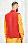 Shop Rajesh Pratap Singh Red Viscose Textured Nehru Jacket at Aza Fashions Shop_Rajesh Pratap Singh_Red Viscose Textured Nehru Jacket _at_Aza_Fashions