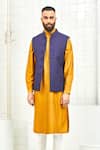 Rajesh Pratap Singh Blue Viscose Quilted Nehru Jacket at Aza Fashions Rajesh Pratap Singh_Blue Viscose Quilted Nehru Jacket _at_Aza_Fashions