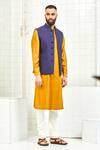 Rajesh Pratap Singh Blue Viscose Quilted Nehru Jacket Online at Aza Fashions Rajesh Pratap Singh_Blue Viscose Quilted Nehru Jacket _Online_at_Aza_Fashions