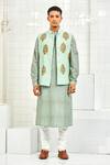 Rajesh Pratap Singh Green Viscose Textured Nehru Jacket Online at Aza Fashions Rajesh Pratap Singh_Green Viscose Textured Nehru Jacket _Online_at_Aza_Fashions