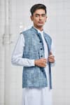 Rajesh Pratap Singh_Blue Linen Dantra Handwoven Bundi _Online_at_Aza_Fashions