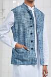 Rajesh Pratap Singh_Blue Linen Dantra Handwoven Bundi _at_Aza_Fashions