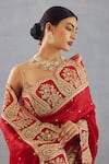 Torani_Red Silk Organza Embroidered Dori Sindoori Yashaswini Saree  _at_Aza_Fashions