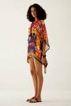 Payal Jain_Multi Color Georgette Floral Pattern V Neck Short Kaftan_Online_at_Aza_Fashions