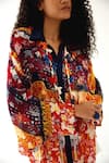 Payal Jain_Multi Color Georgette Floral Collared Neck Pattern Shirt Kaftan  _at_Aza_Fashions