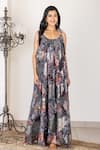 Buy_Inara Jaipur_Black Imported Brocade Georgette Lining Rayon Woven Maxi Dress _at_Aza_Fashions