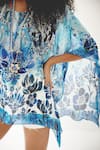 Buy_Payal Jain_Blue Georgette Floral Round Botanical Pattern Short Chiffon Kaftan  _Online_at_Aza_Fashions