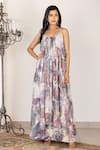 Buy_Inara Jaipur_White Imported Brocade Georgette Lining Rayon Woven Maxi Dress  _at_Aza_Fashions