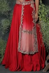 Shop_Usha Bagri_Red Silk Embroidery Round Lehenga Set  _Online_at_Aza_Fashions