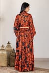 Shop_Inara Jaipur_Black Imported Georgette Floral V Neck Pattern Top And Skirt Set _at_Aza_Fashions