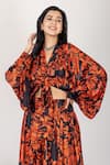 Shop_Inara Jaipur_Black Imported Georgette Floral V Neck Pattern Top And Skirt Set _Online_at_Aza_Fashions