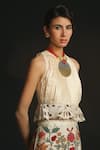 Buy_Chandrima_White Chanderi Round Peplum Crop Top _at_Aza_Fashions