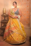 Buy_Aditi Gupta_Yellow Lehenga Handwoven Banarasi Blouse Pure Silk Dupatta Shimmer Set _at_Aza_Fashions