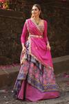 Buy_Aditi Gupta_Pink Lehenga Banarasi Silk Blouse Pure Silk Dupatta Handwoven Patola Set _at_Aza_Fashions