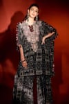 Buy_Payal Singhal_Black Crepe Printed Notched Salima Kaftan And Palazzo Set_at_Aza_Fashions