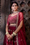 Buy_Kritika Dawar_Pink Lehenga And Blouse Silk Embroidery Zari Cape Open Set _Online_at_Aza_Fashions