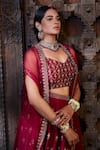 Shop_Kritika Dawar_Pink Lehenga And Blouse Silk Embroidery Zari Cape Open Set _Online_at_Aza_Fashions