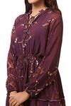 Ankita Dharman_Purple Georgette Lining Butter Crepe Embroidery Floral Print Flared Dress _at_Aza_Fashions