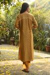 Shop_Rekha Agra_Yellow Cotton Slub Round Printed Kurta And Pant Set _at_Aza_Fashions