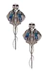 Shop_Outhouse_Silver Plated Crystal Chrysalis Statement Long Earrings _at_Aza_Fashions