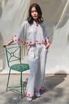 Buy Nikasha White Cotton Round Embroidered Crop Top And Pant Set at Aza Fashions Buy_Nikasha_White Cotton Round Embroidered Crop Top And Pant Set _at_Aza_Fashions