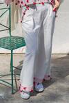 Shop Nikasha White Cotton Round Embroidered Crop Top And Pant Set Online at Aza Fashions Shop_Nikasha_White Cotton Round Embroidered Crop Top And Pant Set _Online_at_Aza_Fashions