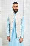 Buy Rajesh Pratap Singh White Linen Printed Nehru Jacket Online at Aza Fashions Buy_Rajesh Pratap Singh_White Linen Printed Nehru Jacket _Online_at_Aza_Fashions