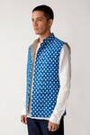 Rajesh Pratap Singh Blue Cotton Rankhar Linen Ikat Bundi Online at Aza Fashions Rajesh Pratap Singh_Blue Cotton Rankhar Linen Ikat Bundi _Online_at_Aza_Fashions