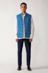 Buy Rajesh Pratap Singh Blue Cotton Rankhar Linen Ikat Bundi Online at Aza Fashions Buy_Rajesh Pratap Singh_Blue Cotton Rankhar Linen Ikat Bundi _Online_at_Aza_Fashions