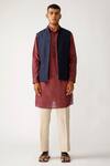 Buy Rajesh Pratap Singh Blue Cotton, Linen Ratakot Handwoven Reversible Bundi Online at Aza Fashions Buy_Rajesh Pratap Singh_Blue Cotton, Linen Ratakot Handwoven Reversible Bundi _Online_at_Aza_Fashions